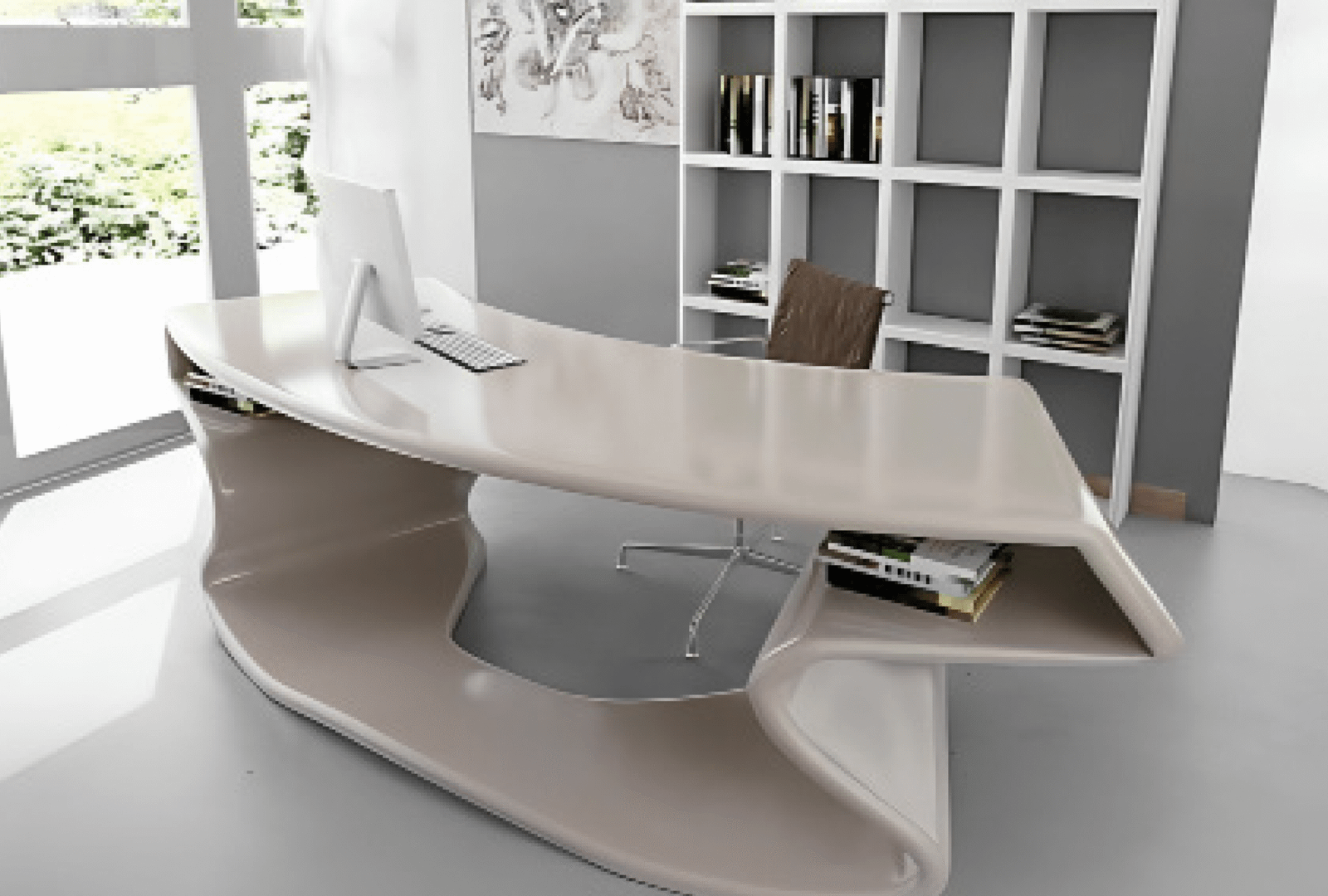 Desk with a distinctive design made of MDF wood and natural paint