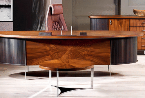 Desk with a distinctive design made of MDF wood and natural paint