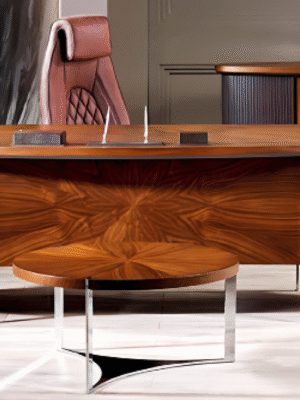 Desk with a distinctive design made of MDF wood and natural paint
