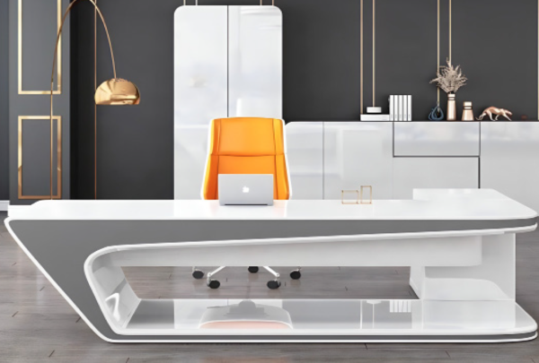 Desk with a distinctive design made of MDF wood and natural paint