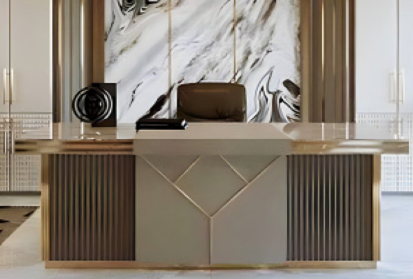 Desk with a distinctive design made of natural wood and natural paint