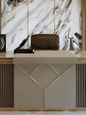 Desk with a distinctive design made of natural wood and natural paint
