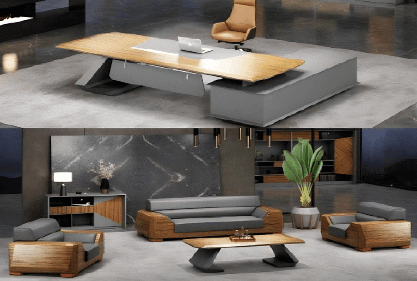 Desk with a distinctive design made of MDF wood and natural paint