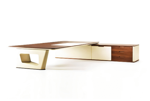 Desk with a distinctive design made of MDF wood and natural paint
