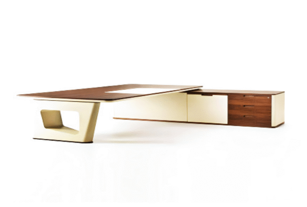 Desk with a distinctive design made of MDF wood and natural paint