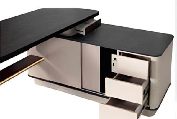 Desk with a distinctive design made of MDF wood and natural paint