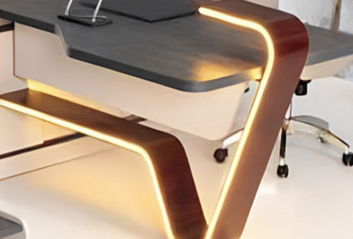 Desk with a distinctive design made of MDF wood and natural paint
