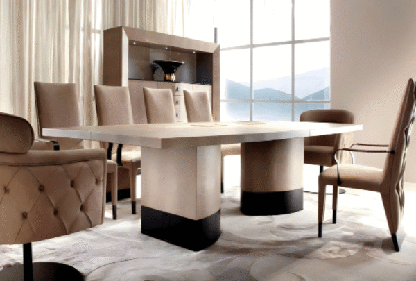 Meeting table with a distinctive design made of natural wood.