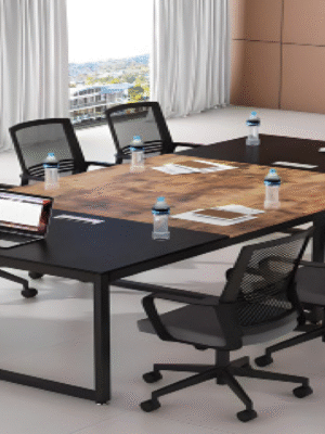 Meeting table with a distinctive design made of natural wood and natural oak veneer, starting from a size of 240 cm.