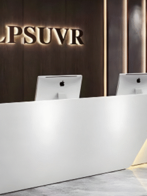 Reception desk starting from a size of 2 meters, including a drawer unit.