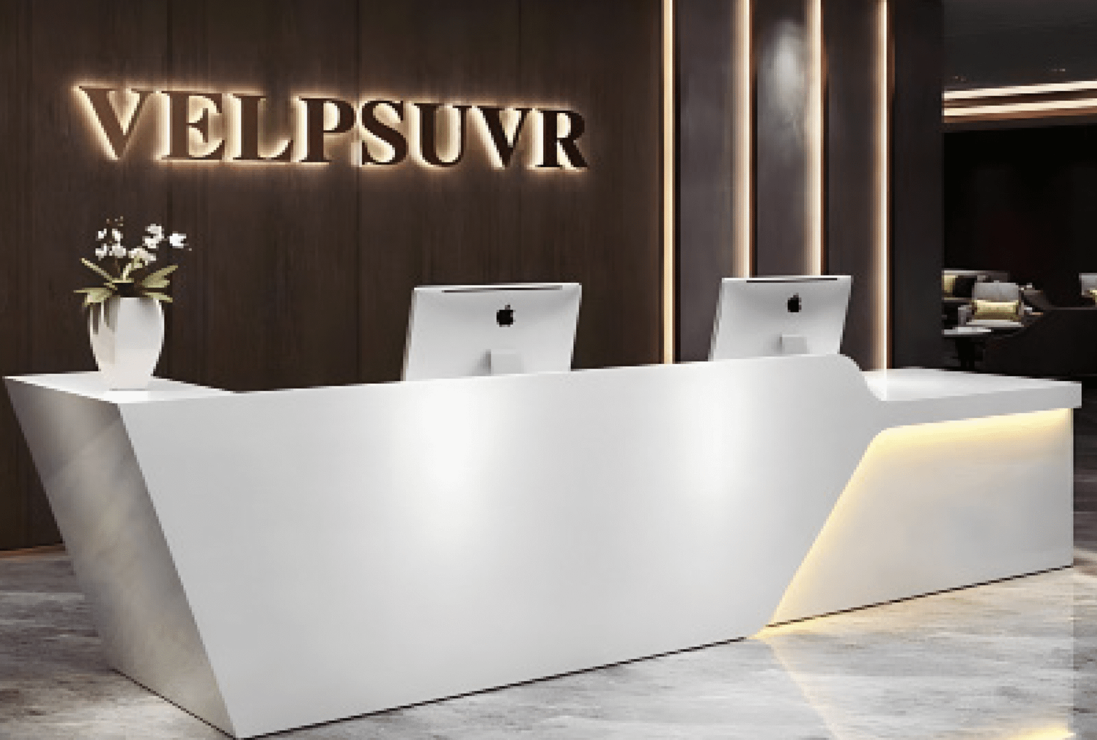 Reception desk starting from a size of 2 meters, including a drawer unit.