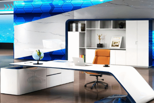Desk with a distinctive design made of MDF wood and natural paint starting 180cm