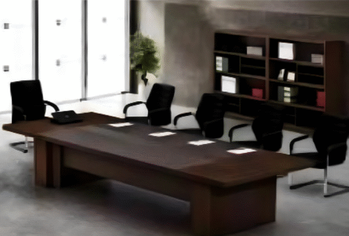 Meeting table with a distinctive design made of MDF wood, available in custom sizes.
