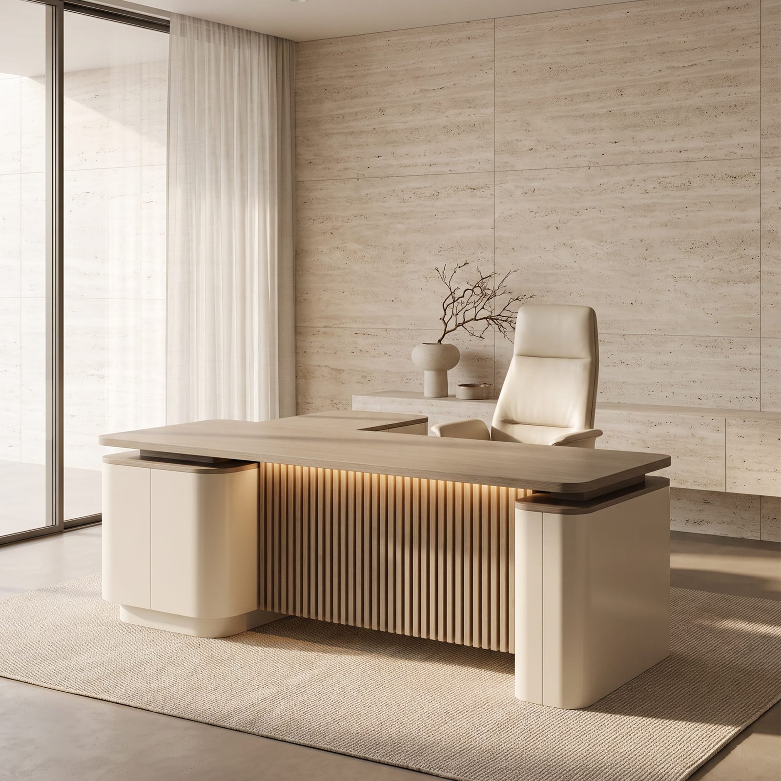 Lumi Fluted Executive Desk