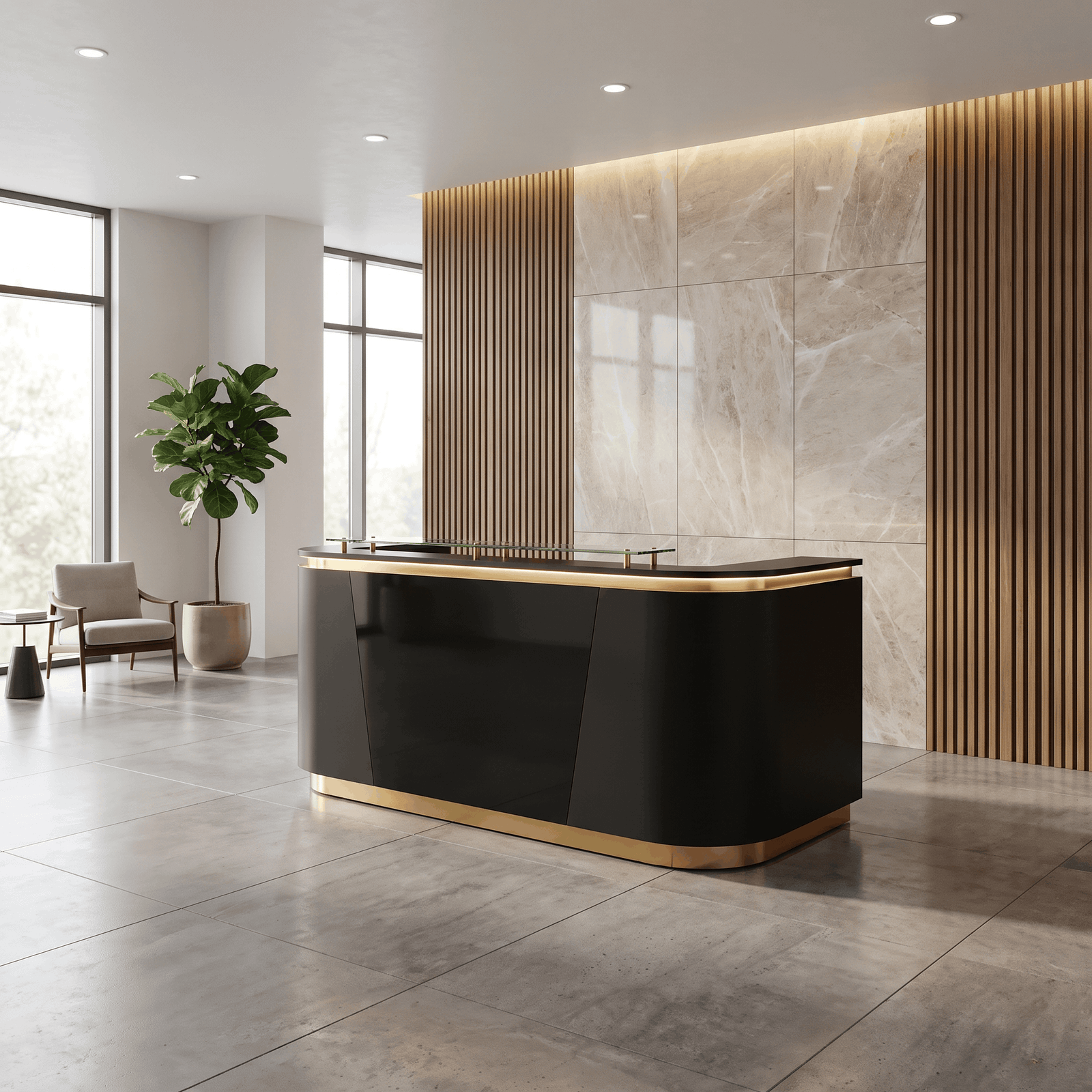 Noir Gold Reception Desk