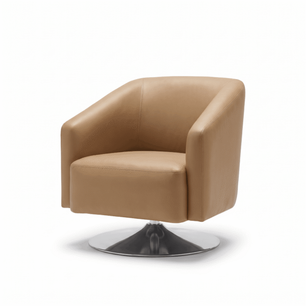 Sofa 13 - White Background Orbit Cognac Swivel Chair